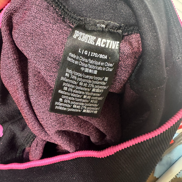 Victoria's Secret Pink Active Leggings Size L compression Black yoga Spell Out - Picture 7 of 7